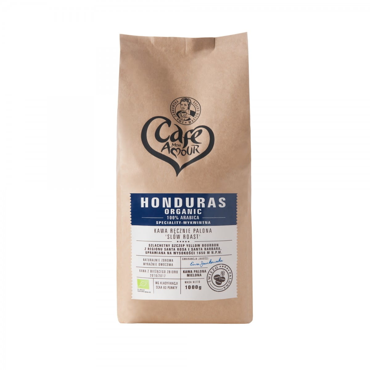 Håndristede kaffebønner 100% Arabica Honduras BIO 1 kg CAFE AMOUR