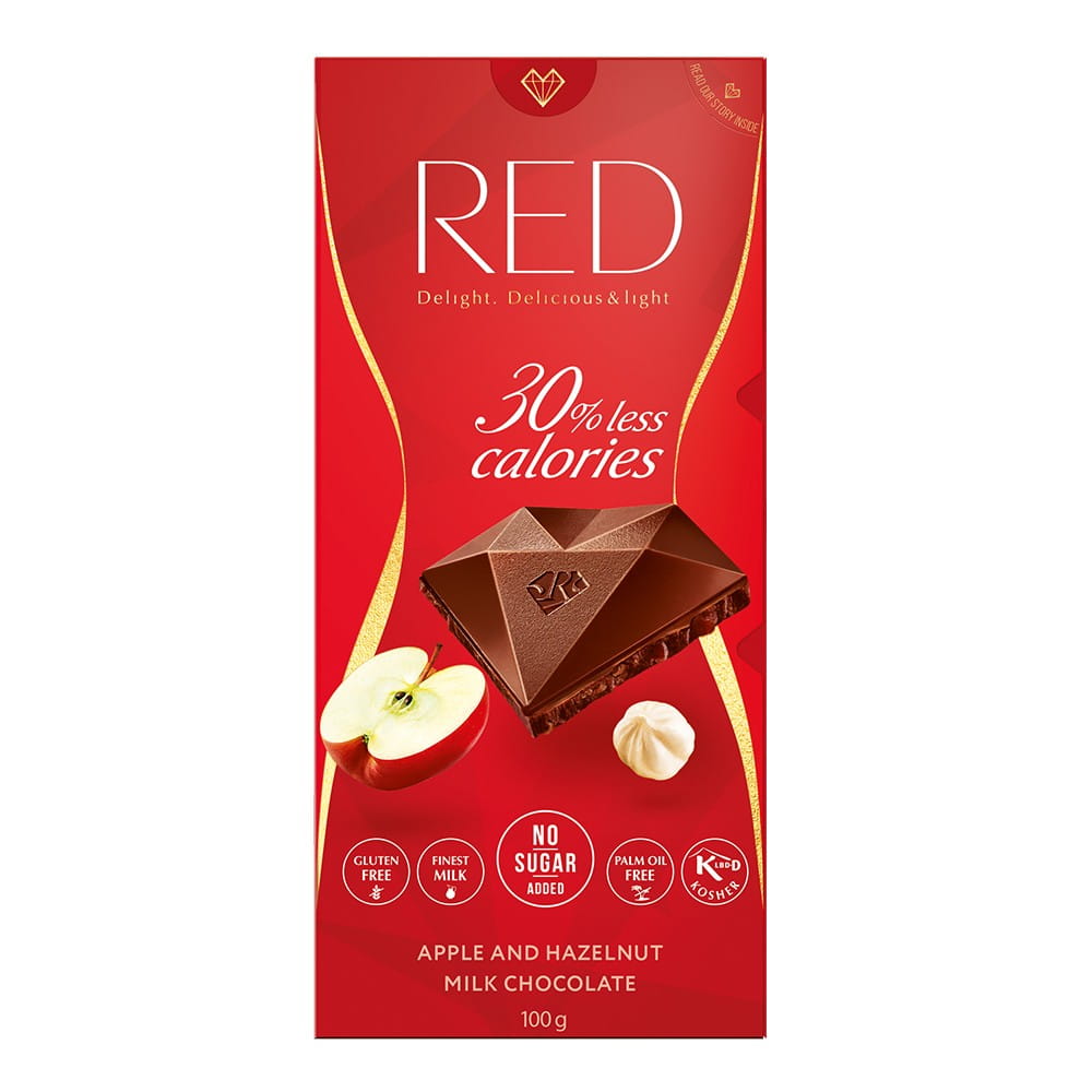 Coklat susu merah tanpa gula dengan kacang 110 g