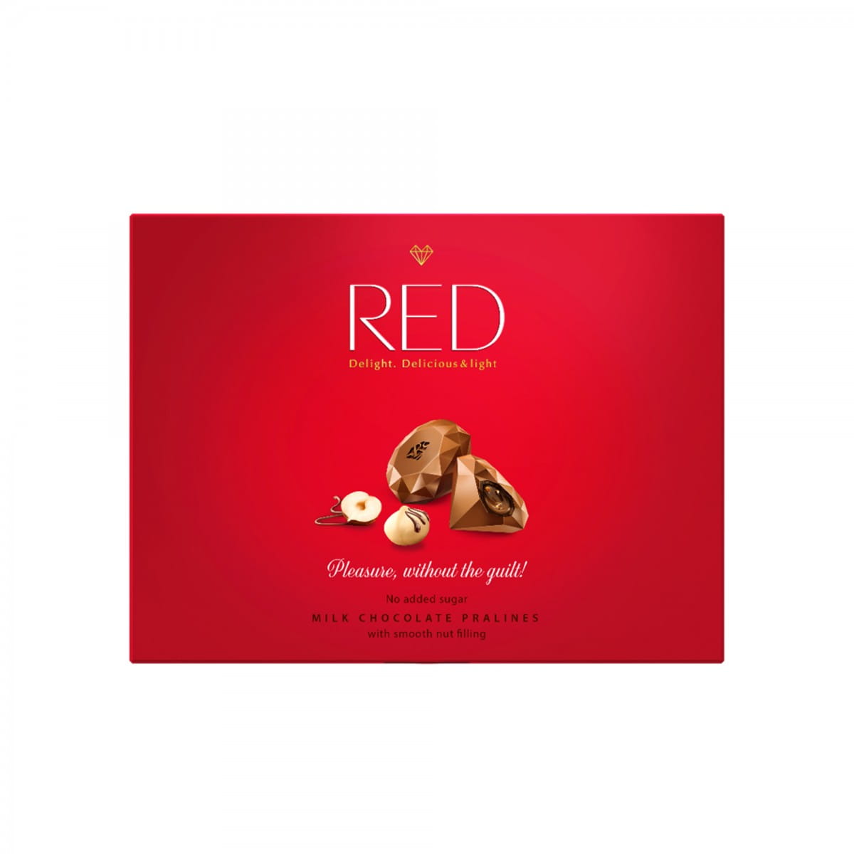 Red milk chocolate pralines without sugar with nuts 132 g