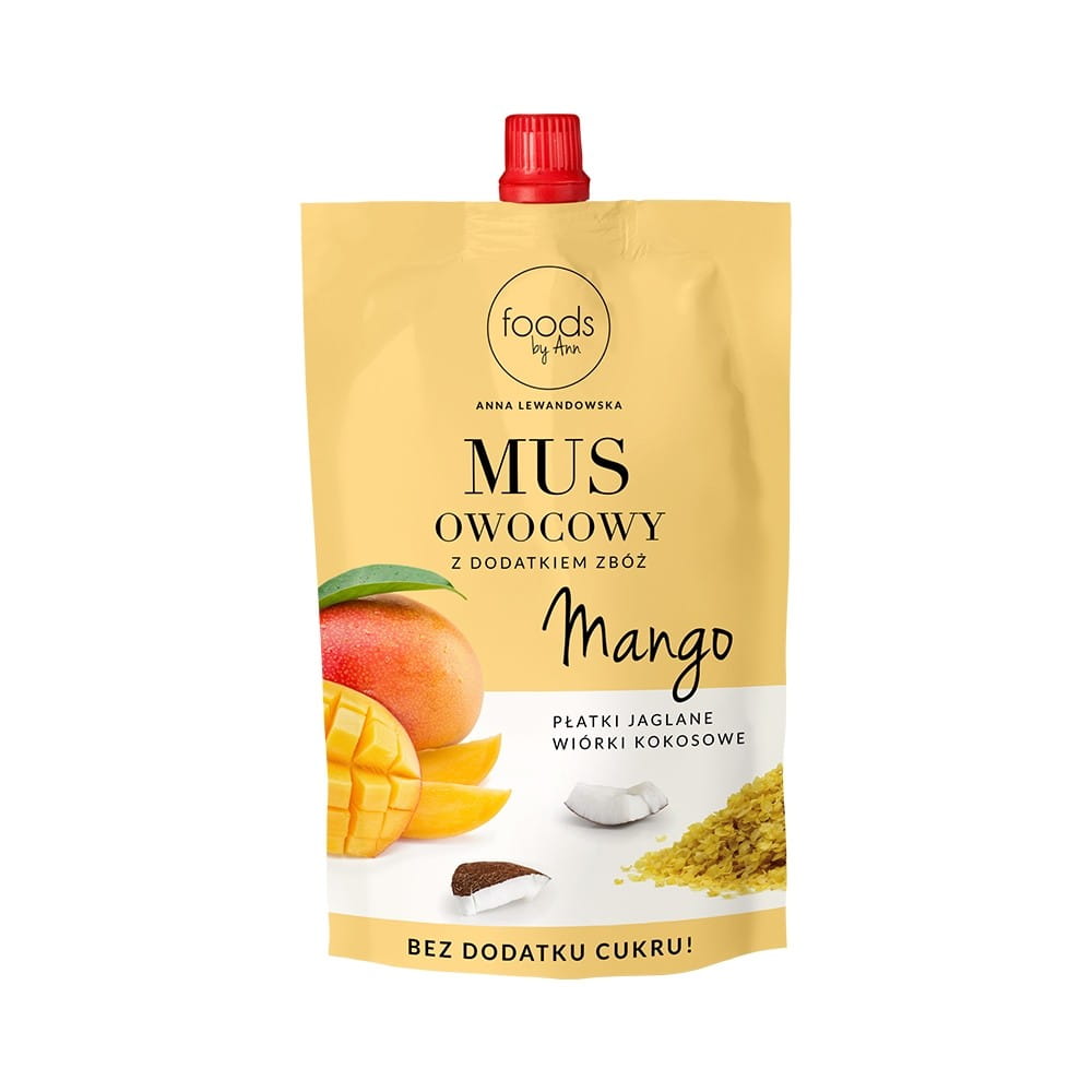 Mango ovocné pyré, jáhlové vločky, kokosové krevety 100 g FOODS BY ANN