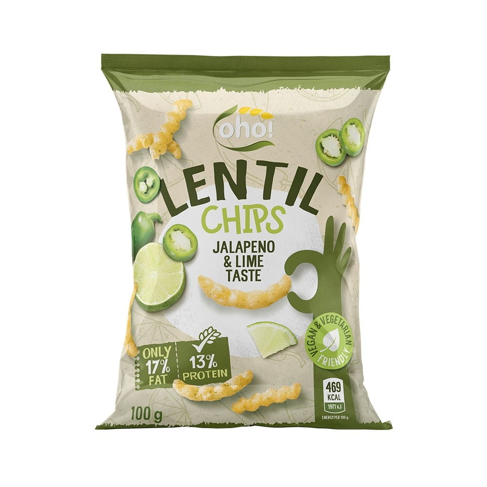 Chips di lenticchie rosse, gusto jalapeno e lime 100g