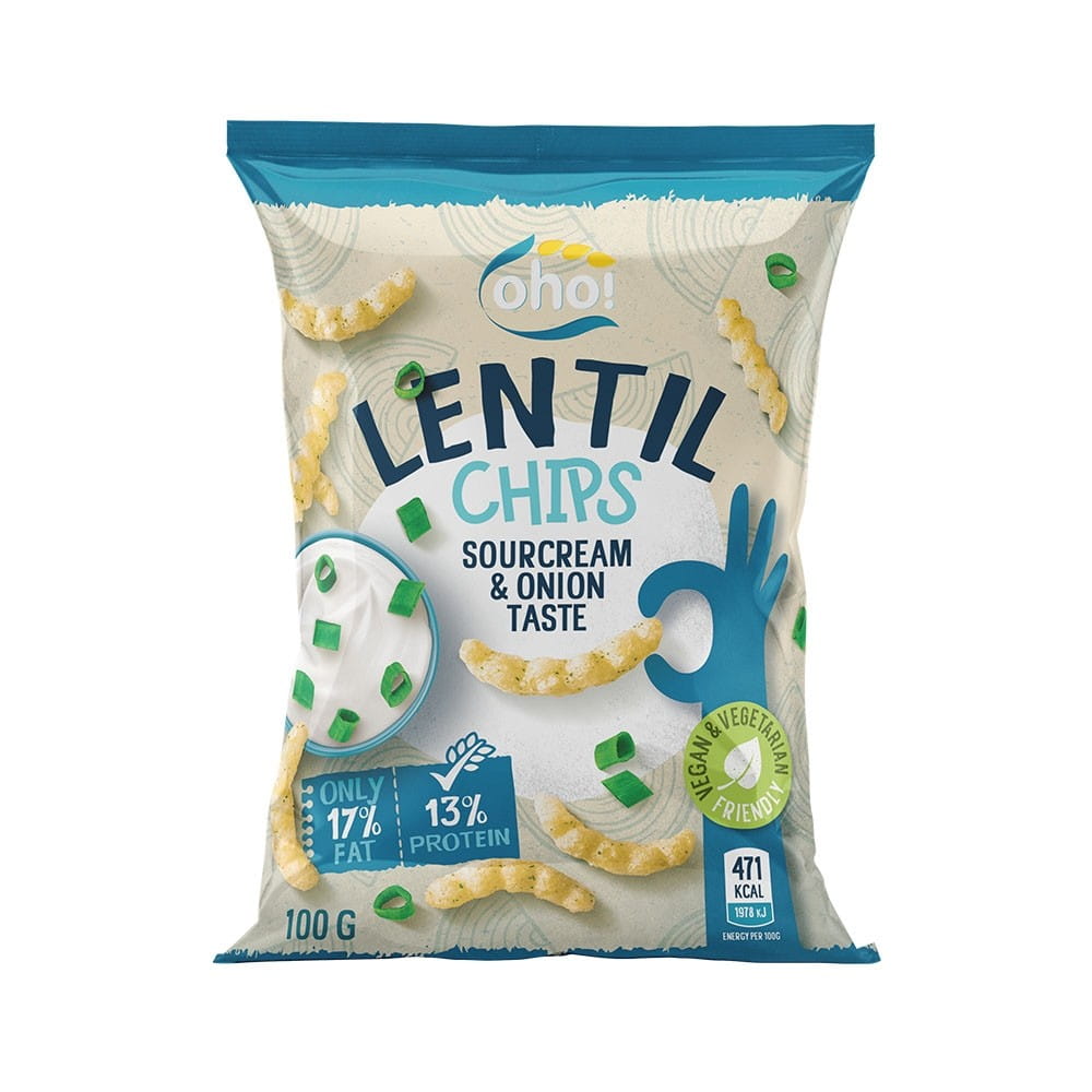 Röda linschips med gräddfil- och löksmak 100 g