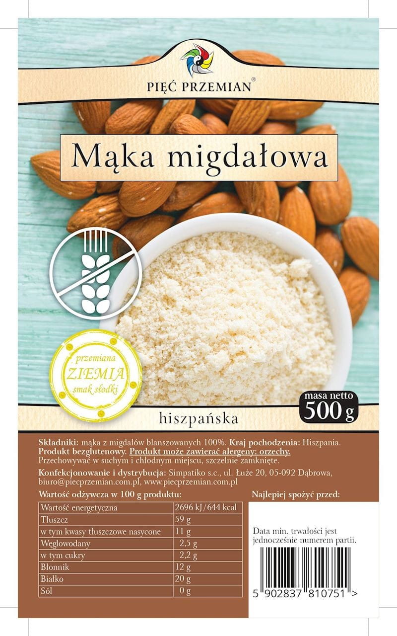 Bezlepková mandlová mouka 500g PĚT ZMĚN