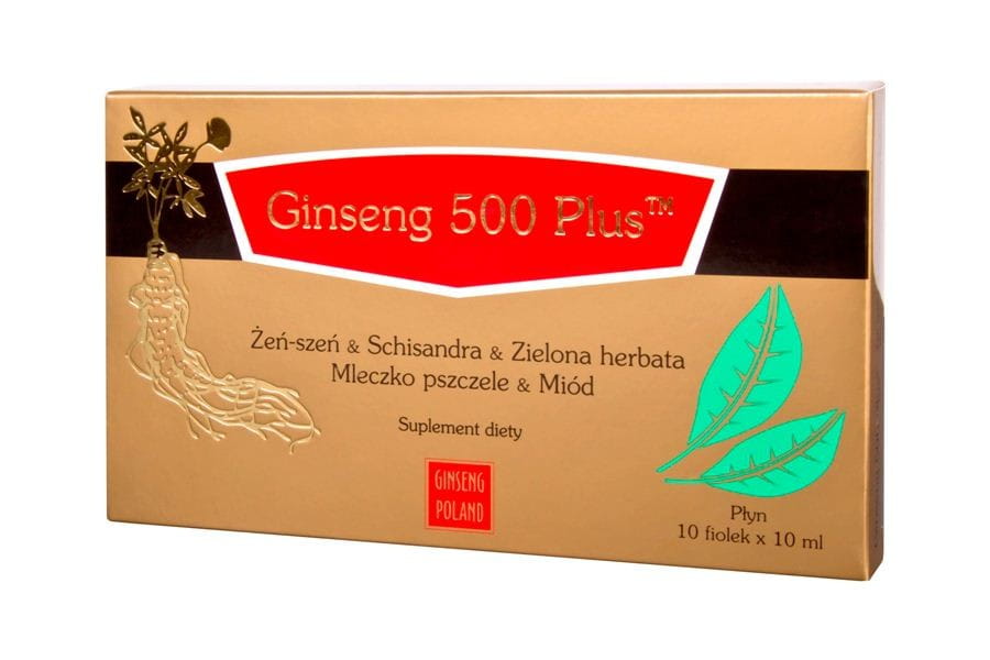 Nhân sâm 500 plus Nhân sâm + Ngũ vị tử + Trà xanh + Sữa ong chúa + Mật ong 10x10ml (Lọ nhỏ) GINSENG