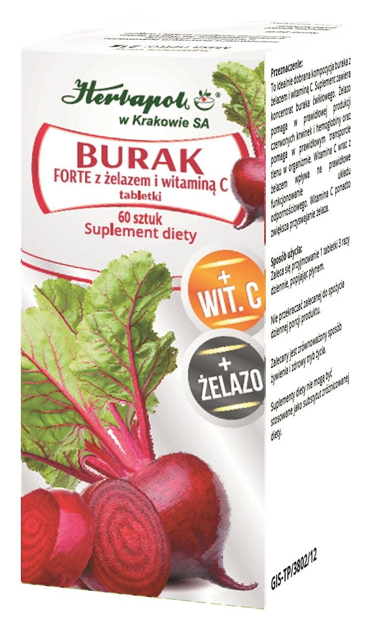 FORTE Rødbeter med jern og vitamin C 60 tab. HERBAPOL