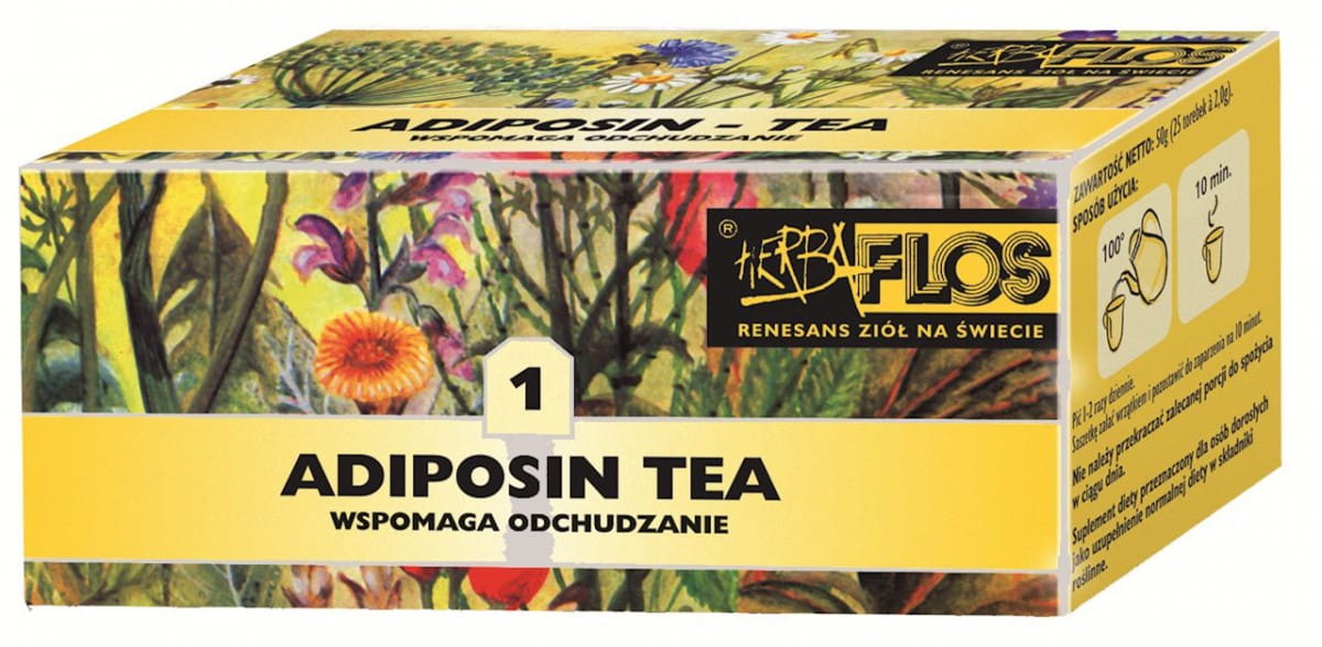 Teh untuk Menyokong Penurunan Berat Badan 20 x 2 g - 1 Adiposin Tee Fix - HERBA - FLOS