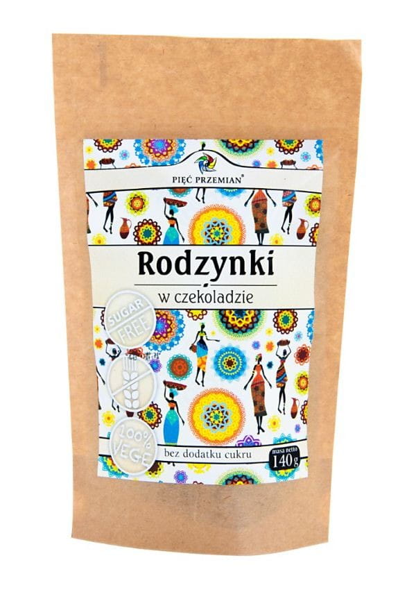 Dragierte rosiner i sjokolade uten sukker, glutenfri 140g FÜNF ÄNDERUNGEN