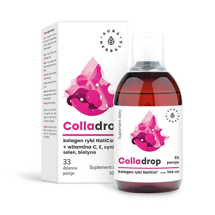 Colladrop líquido 500ml - Colágeno de peixe Naticol + Vitamina CE Selênio Zinco Biotina AURA HERBALS