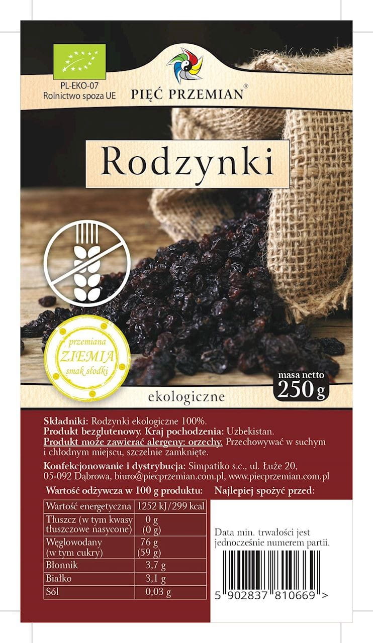 Uvetta biologica senza glutine 250g FÜNF ÄNDERUNGEN