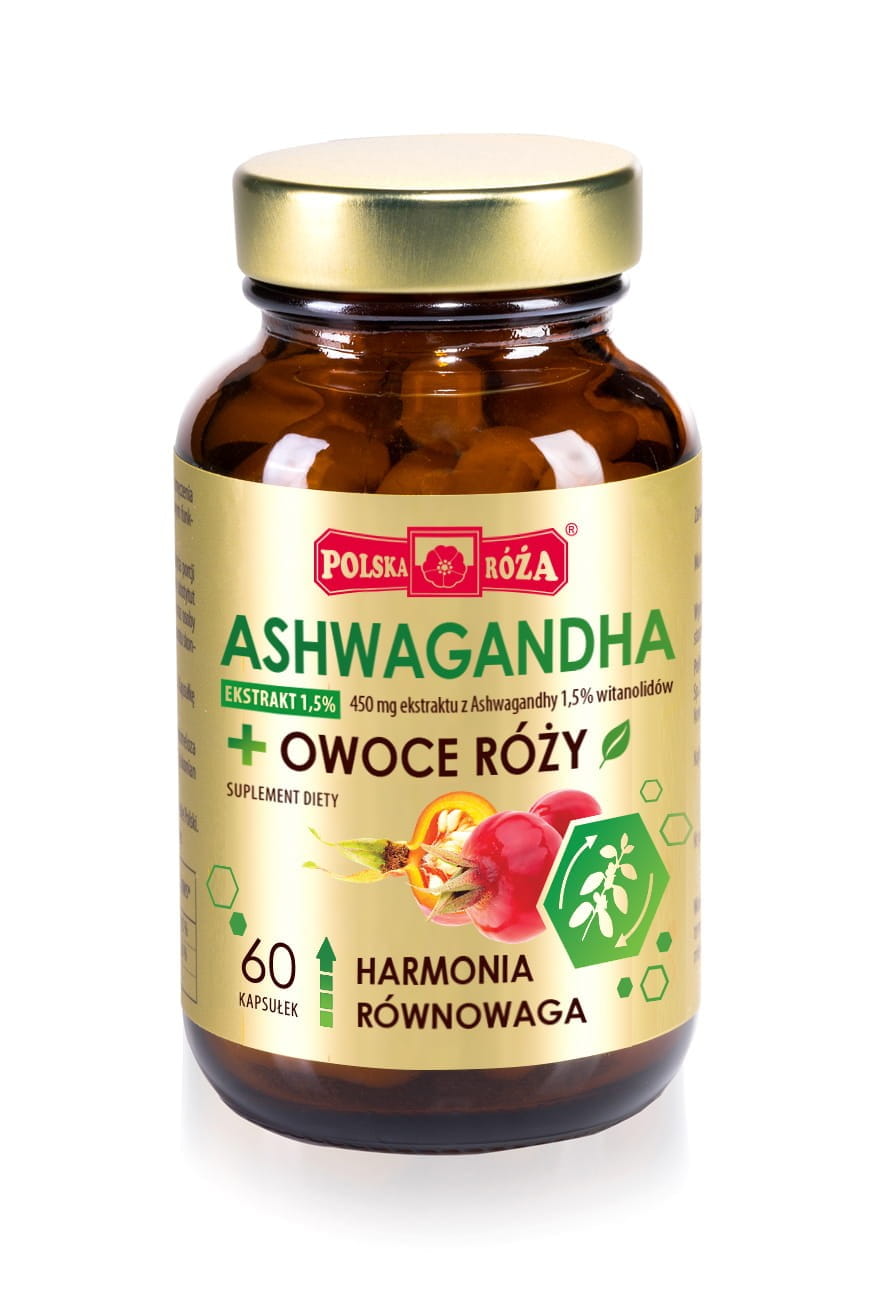 Ashwagandha + Rosenfrucht 60 Kapseln POLNISCHE ROSE