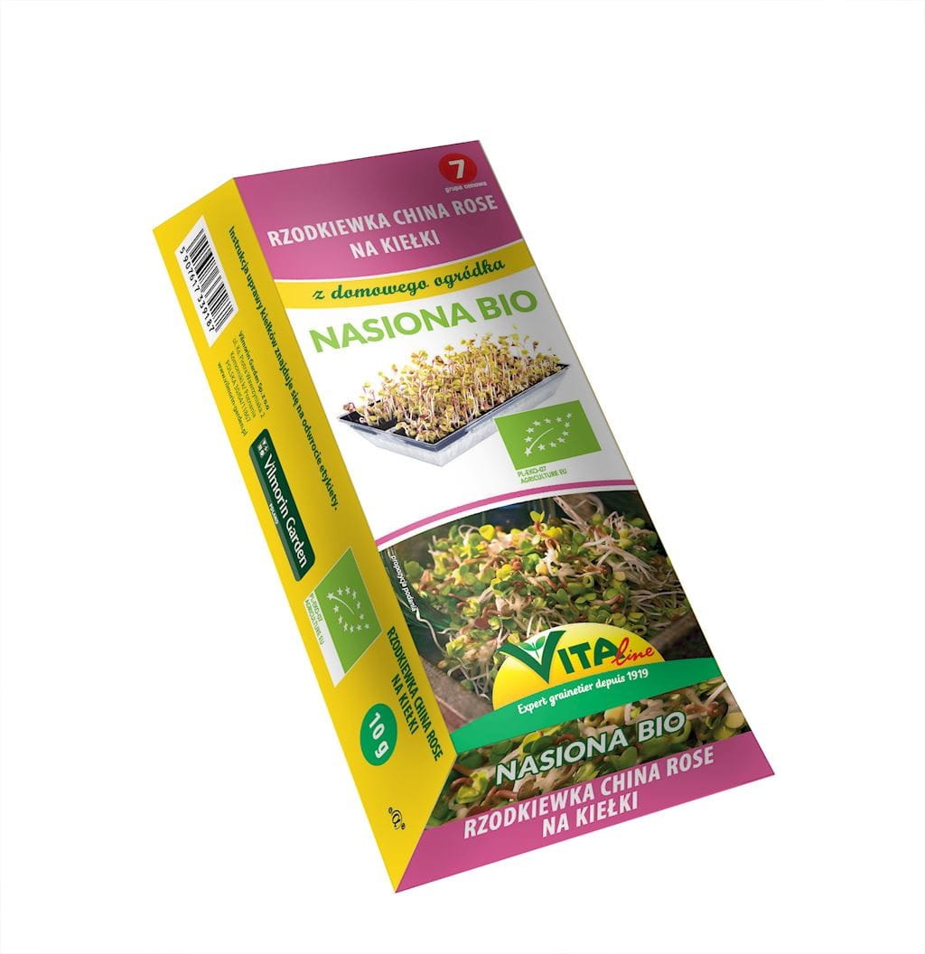Čínské růžové ředkvičkové semínko BIO pro klíčky 10 g s VITA LINE postřikovačem