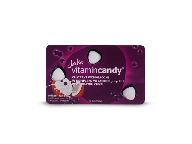 Cukormentes kókuszos-áfonyás cukorka 18g JAKE VITAMINCANDY