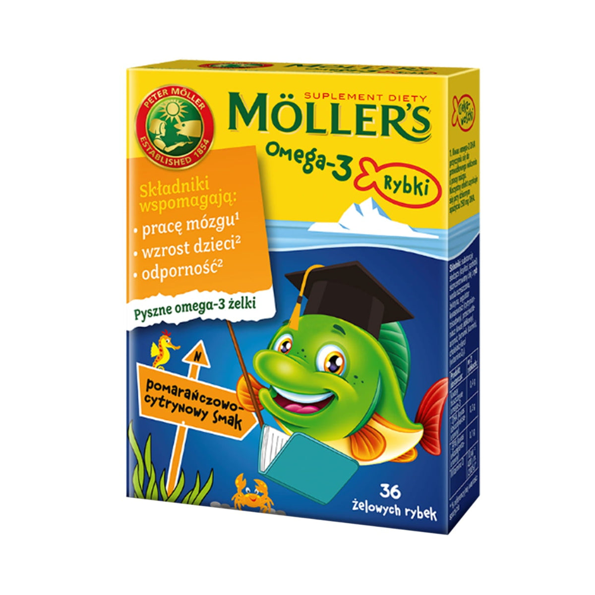 Omega - 3 pomerančovo-citronové rybičky 36 ks MOLLER'S MOLLERS