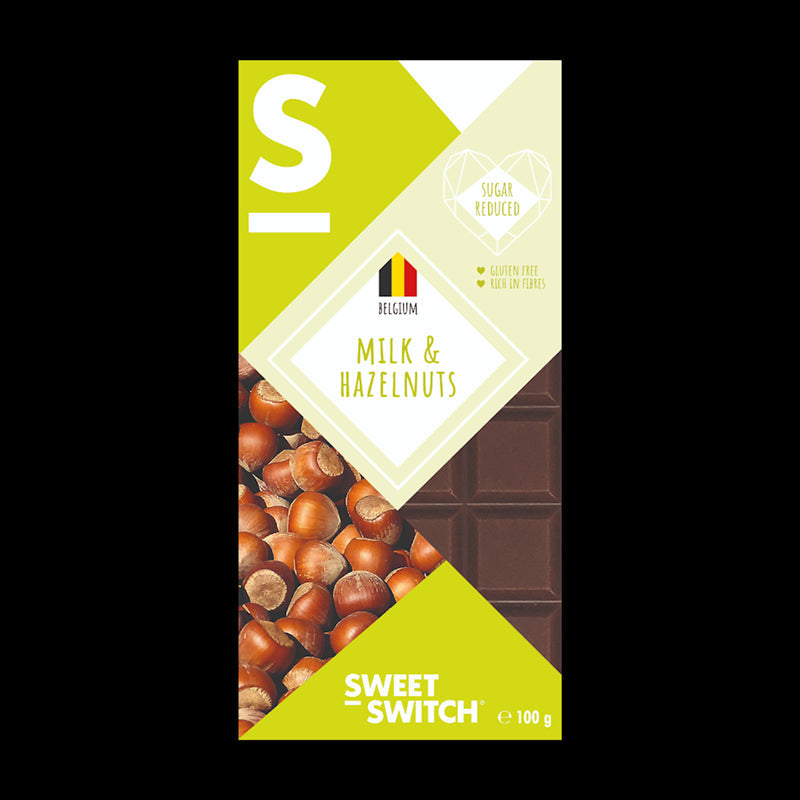 Chocolate ao leite com avelãs sem adição de açúcar 100g SWEET SWITCH