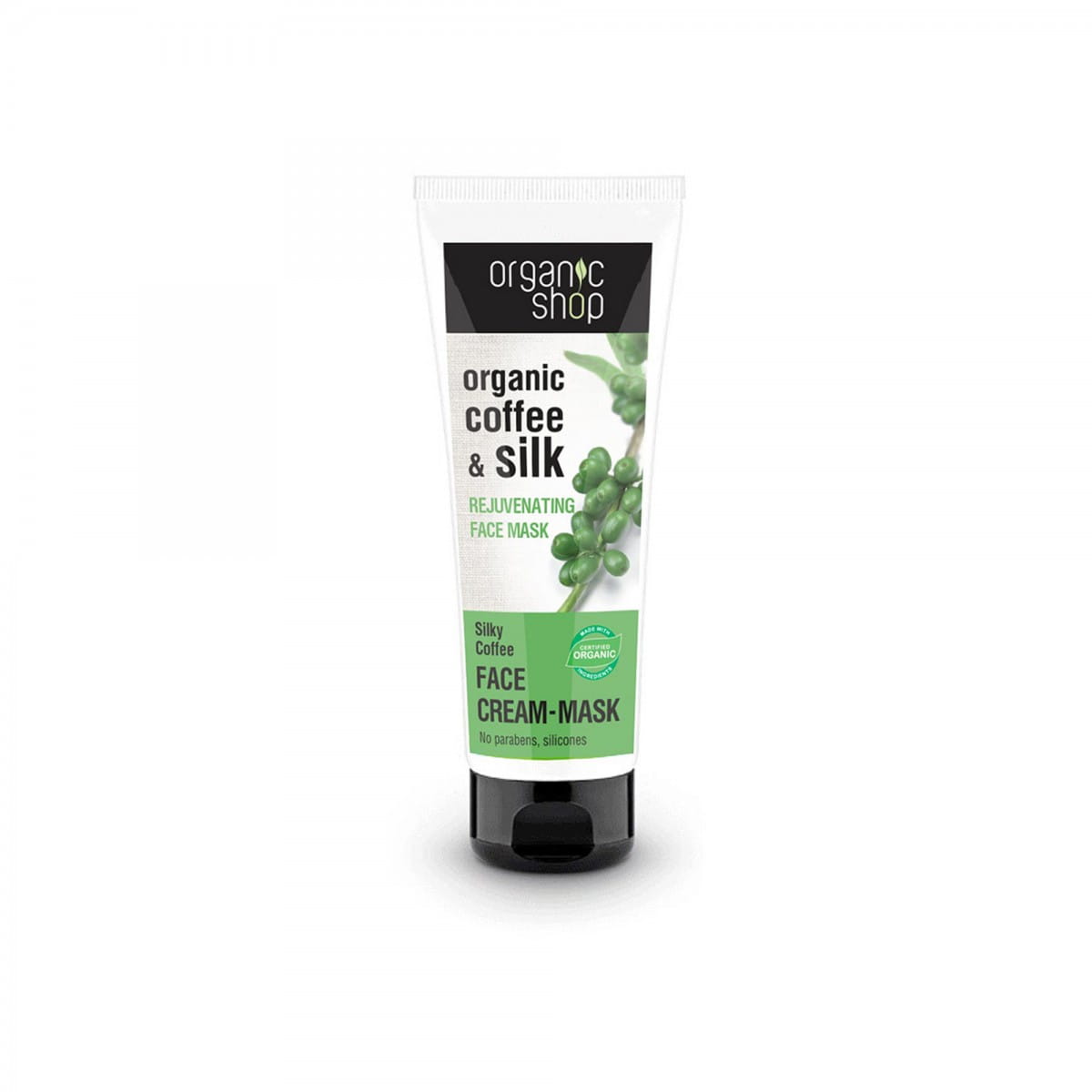 Ansigtsmaske med glattende silke kaffe 75 ml