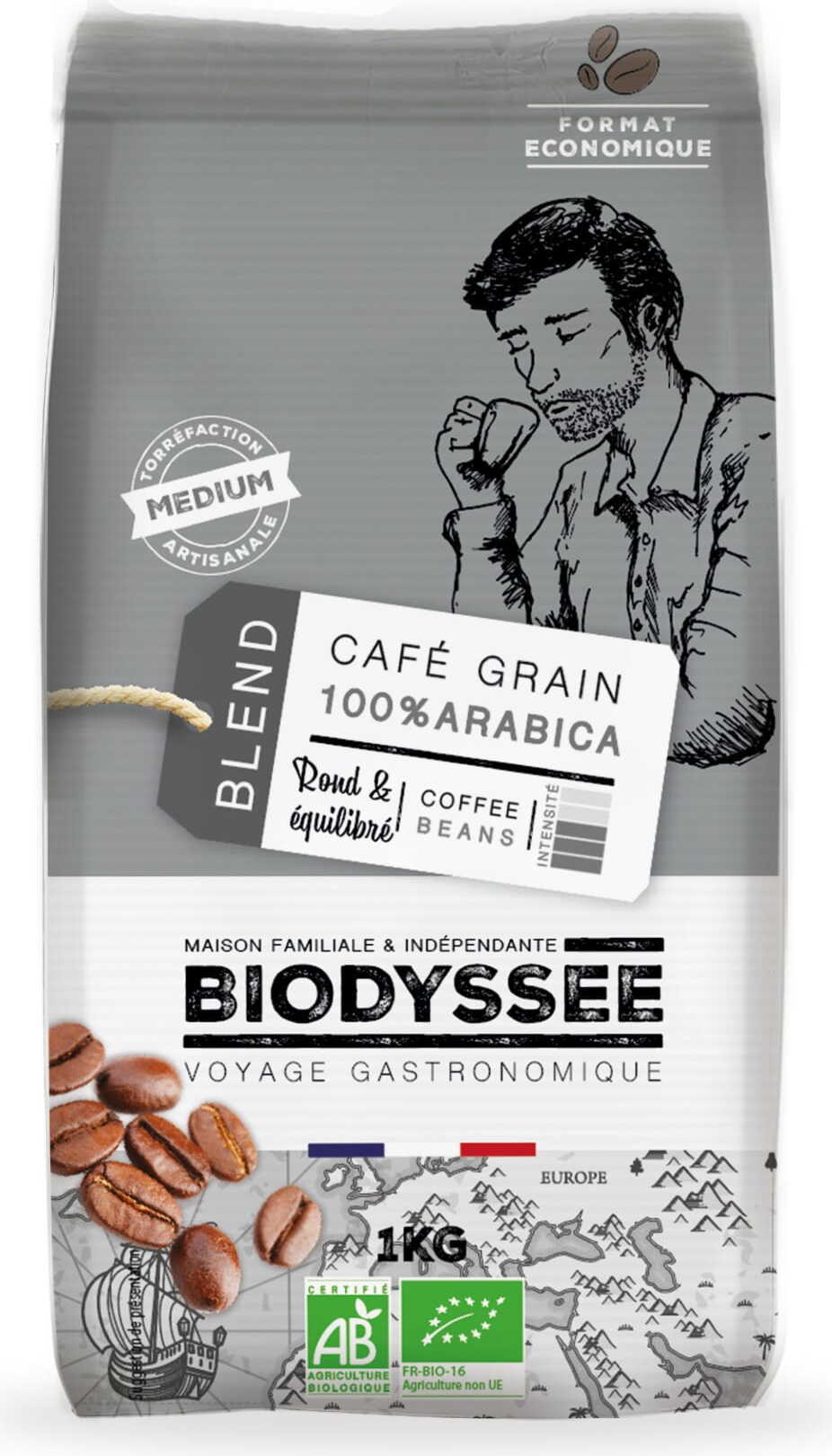 Kaffee 100% Arabica-Bohnen 1 kg ECO BIODYSSEE