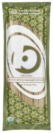 Pasta (Ris, fullkornspasta med wakamealg) glutenfri EKO 250 g - KING SOBA