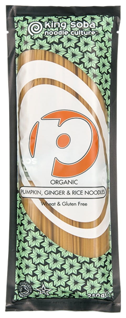 Bezlepkové těstoviny (rýžové, celozrnné těstoviny s dýní a zázvorem) BIO 250 g - KING SOBA