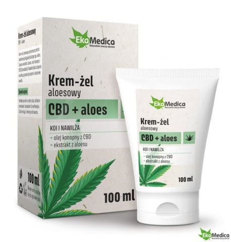 Die Creme CBD-Gel und 100 ml Aloe Vera beruhigt die Haut EKAMEDICA