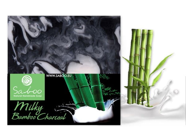Přírodní mýdlo, bambusové uhlí + mléko 100 g SABOO