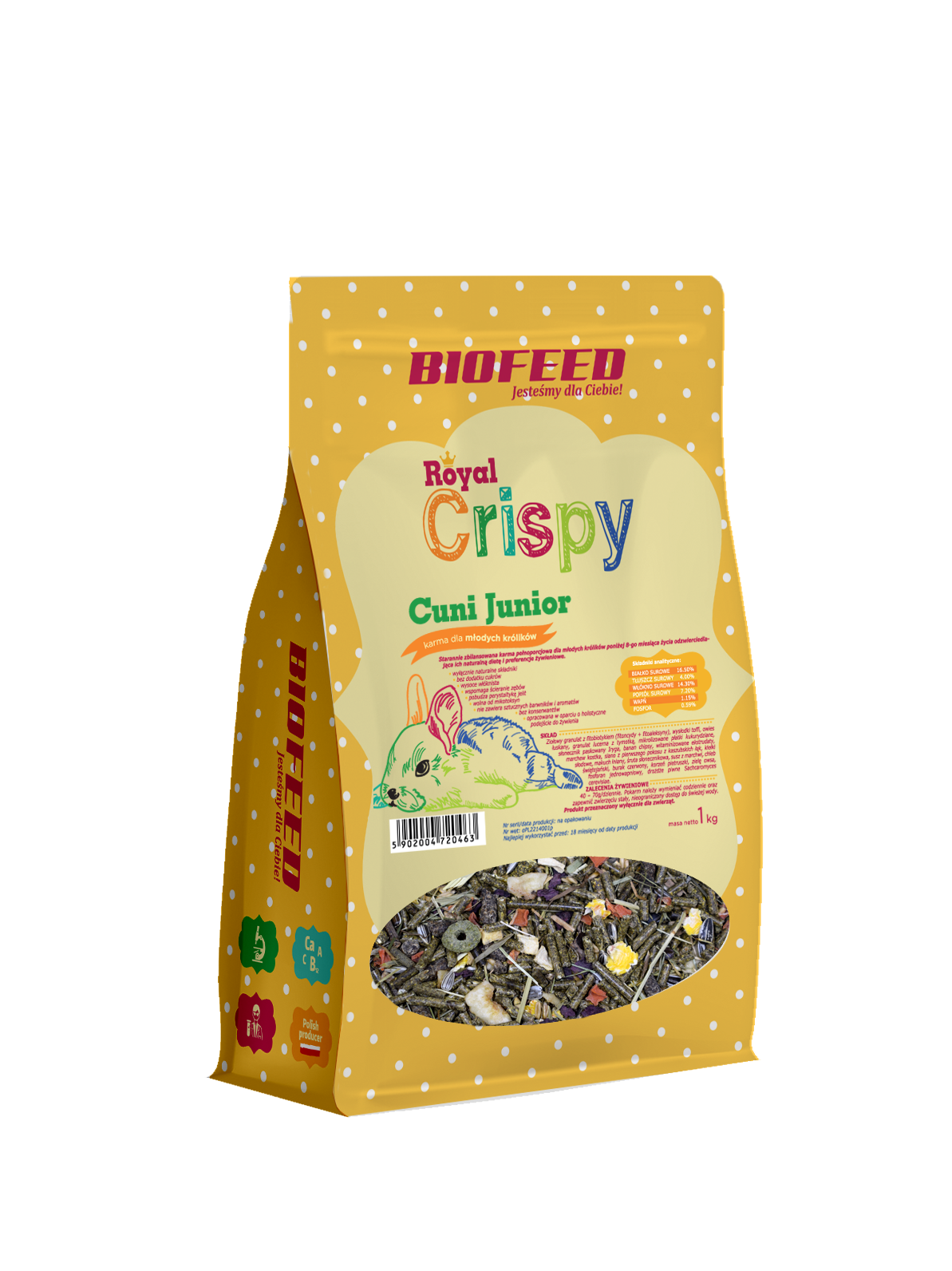 Royal Crispy Cuni Junior 1kg - für junge Kaninchen - BIOFEED