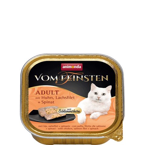 Vom Feinsten Gourmet Center Gericht mit Poulet, Lachsfilet und Spinat 100g - ANIMONDA