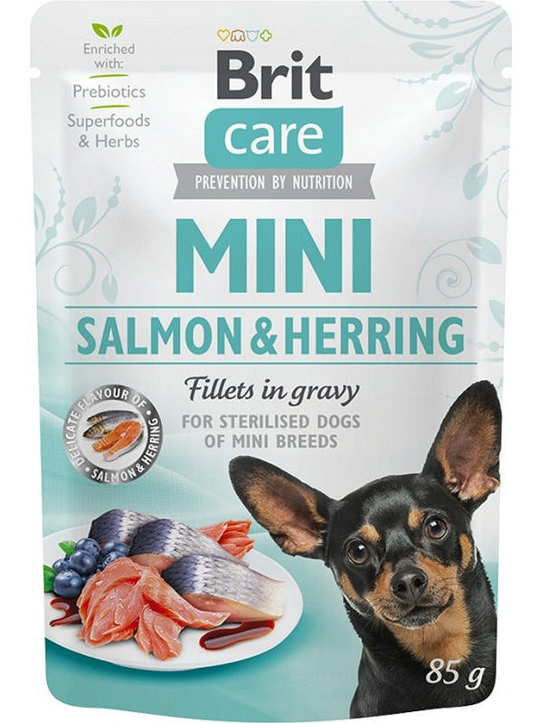 CARE MINI POUCH LACHS & HERING POUCH 85 G - BRIT