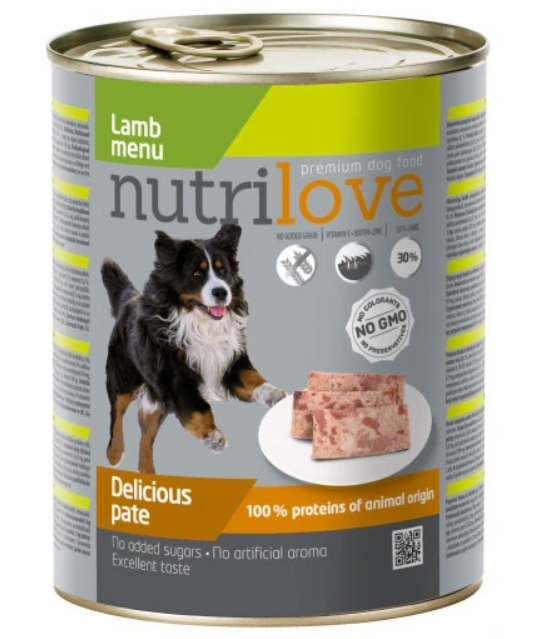 Premium Lammpastete für Hunde 800g [11443] - NUTRILOVE