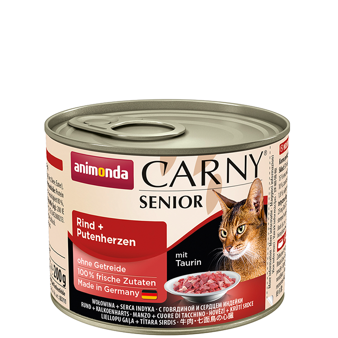 Carny Senior Dose mit Rinder- und Putenherzen 200g - ANIMONDA