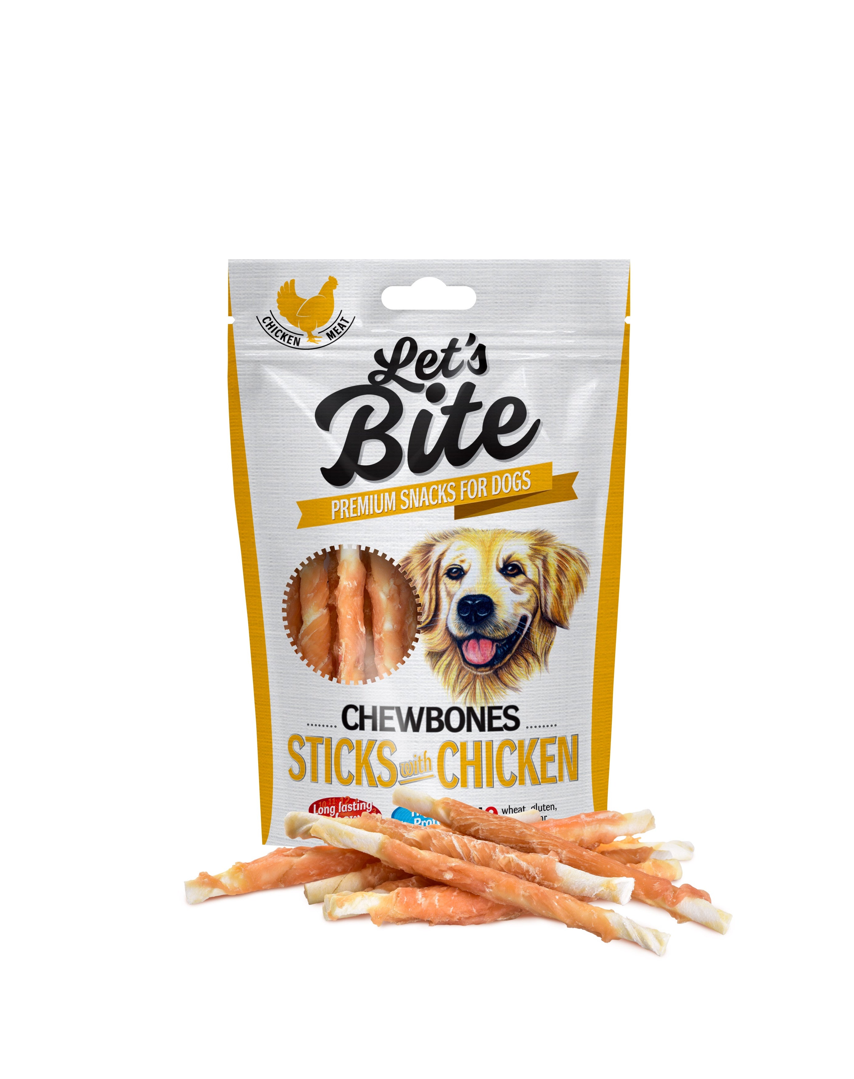 LET'S BITE CHEWBONES STICKS mit HUHN 80g - BRIT