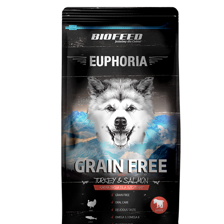 EUPHORIA JUNIOR DOG Getreidefreier Truthahn & Lachs 300g - BIOFEED