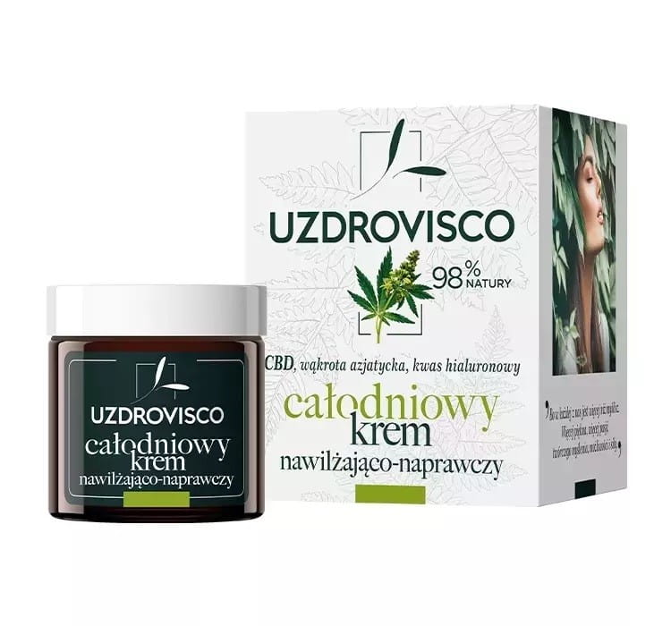 Ganztägige feuchtigkeitsspendende und reparierende Gesichtscreme mit CBD 50 ml - UZDROVISCO