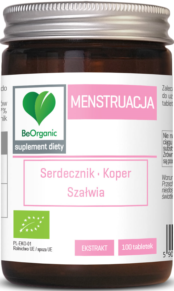 Doporučené tablety pro menstruaci BIO 100 ks (450 mg) - BE ORGANIC