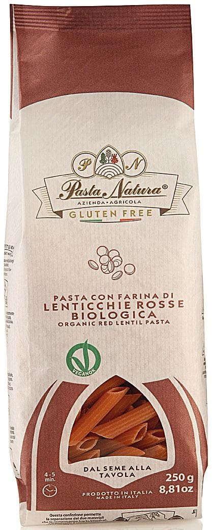 Těstoviny (červené čočkové) Penne bez lepku BIO 250 g - NATURA PASTA