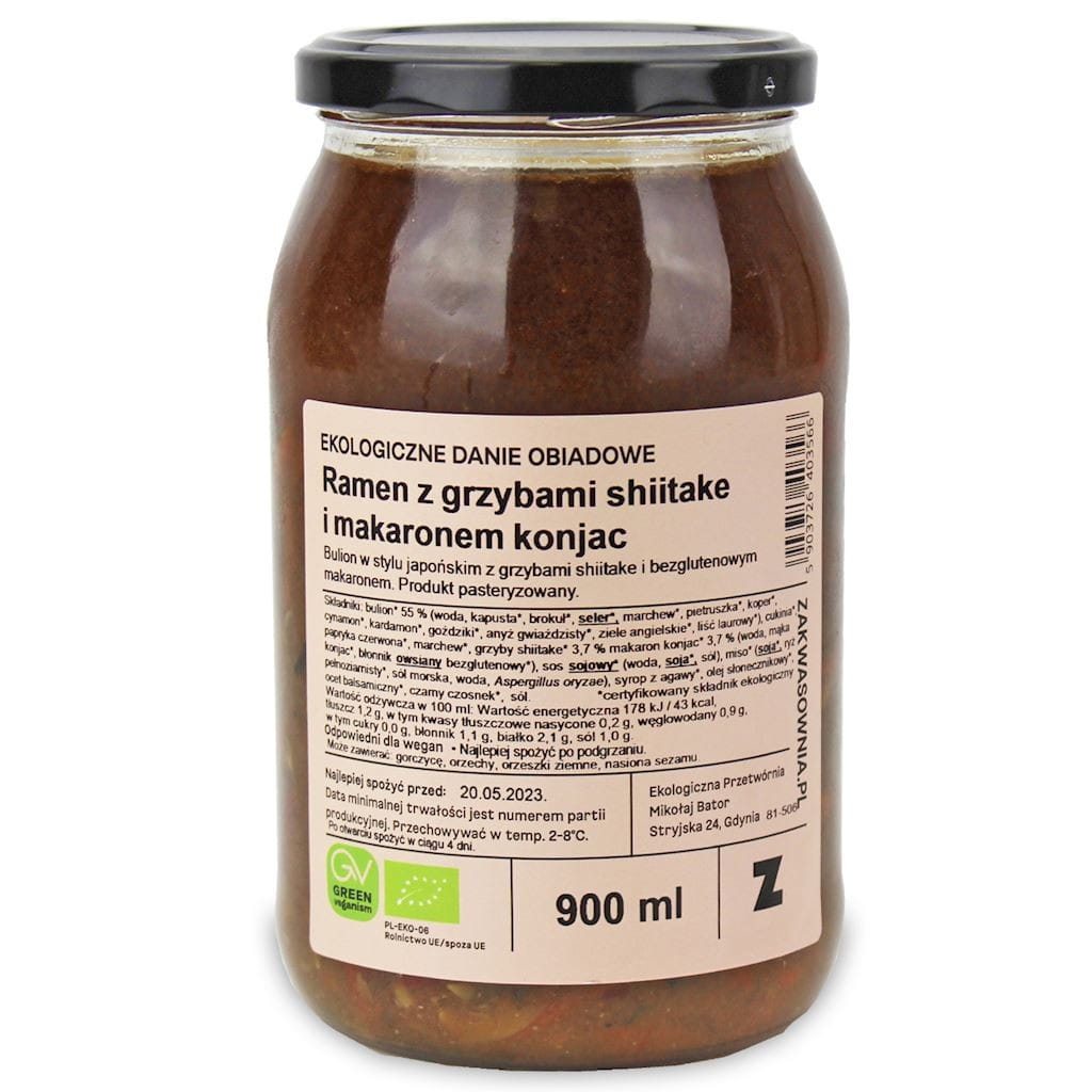 Ramen-Suppe mit Shiitake-Pilzen und Konjac-Nudeln BIO 900 ml - ZAKWASOWNIA