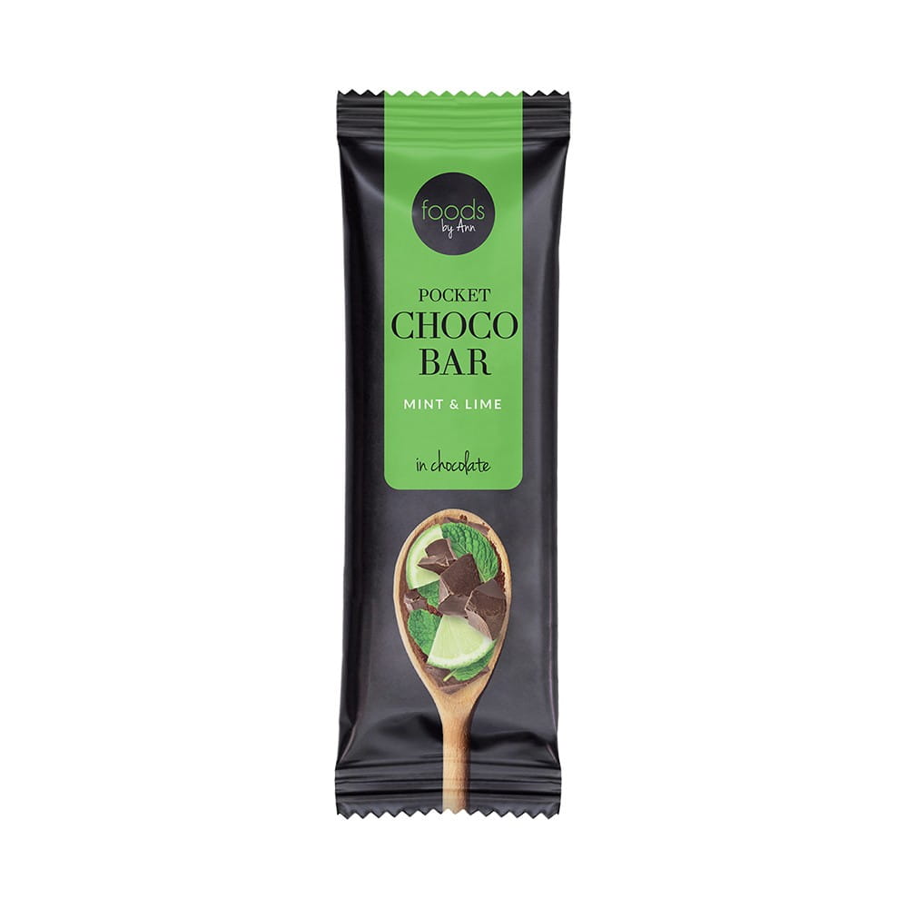 Chocolate bar mint &amp; lime in chocolate 35 g FOODS BY ANN
