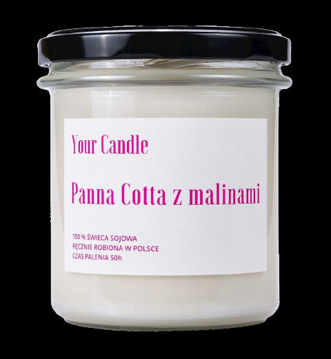 Panna Cotta Sojakerze mit Himbeeren 300 ml - IHRE KERZE