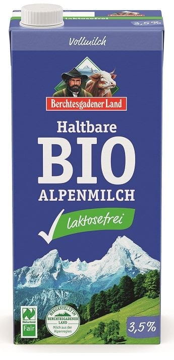 SỮA UHT ÍT ĐƯỜNG LACTOSE (ít nhất 3,5% CHẤT BÉO) HỮU CƠ 1 L - BERCHTESGADENER LAND