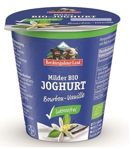 LAKTÓZOU SNÍŽENÝ VANILKOVÝ JOGURT (3,9 % TUKU V MLÉCE) BIO BEZ LEPKU 150 g - BERCHTESGADENER LAND