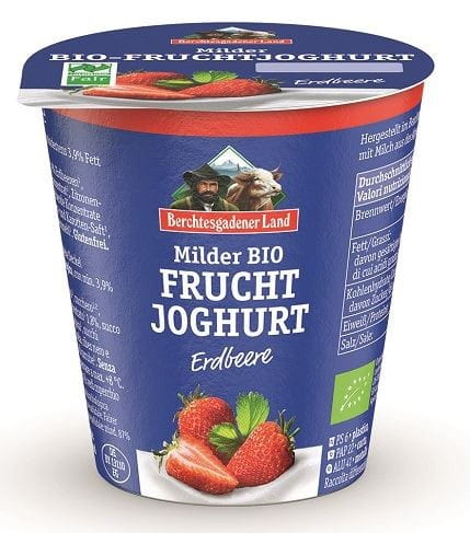 JAHODOVÝ JOGURT (3,9 % TUKU V MLÉCE) BEZLEPKOVÝ BIO 150 g - BERCHTESGADENER LAND