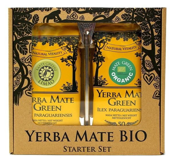 YERBA MATE BIO SET 50 g, YERBA MATE LIMAO BIO 50 g, BOMBILLA - BIO MATE GRÖN