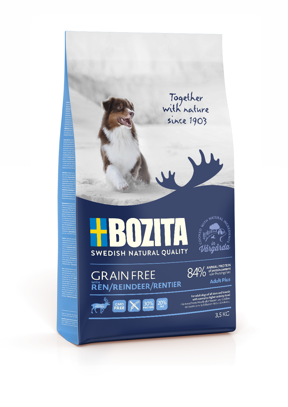 Hund Getreidefrei Adult Plus Rentier 3,5 kg - BOZITA