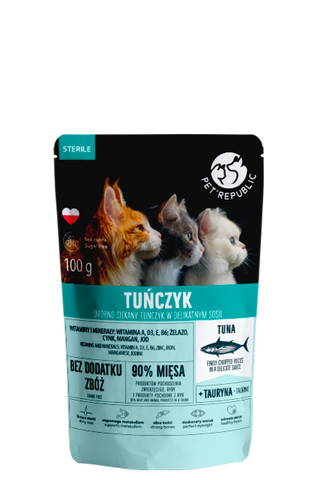 Filets mit Thunfisch in Sauce Beutel für sterilisierte Katze 100g - PETREPUBLIC