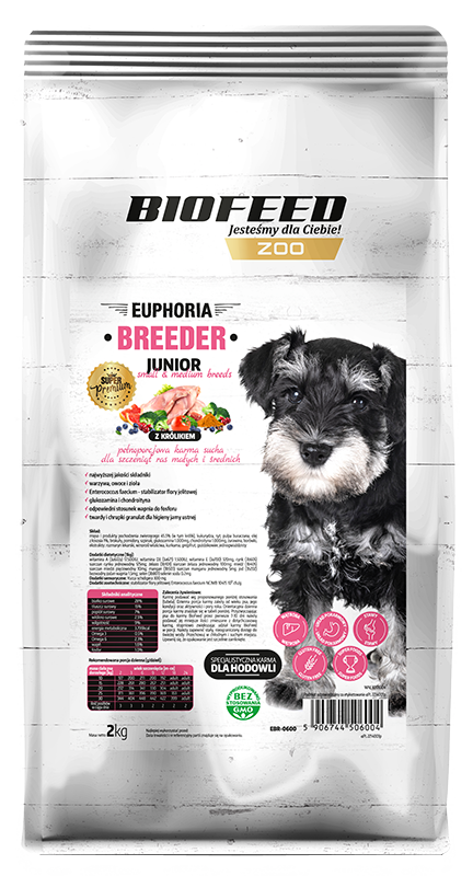 EUPHORIA BREEDER JUNIOR Small & Medium für Welpen kleiner und mittlerer Rassen mit Kaninchen 2kg - BIOFEED