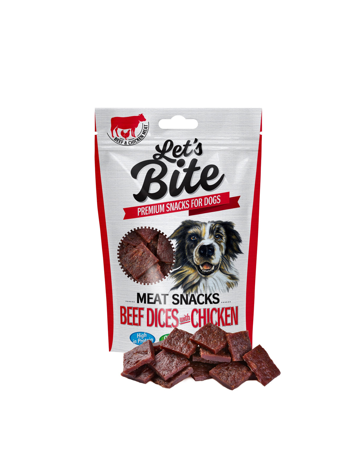 LET'S BITE MEAT SNACKS RINDFLEISCHWÜRFEL mit HÄHNCHEN 80g - BRIT