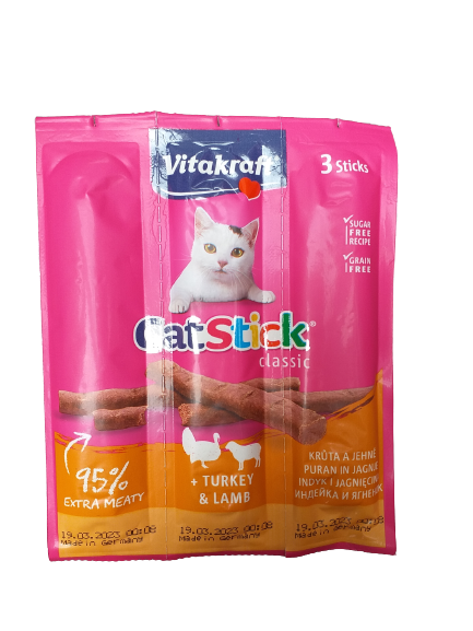 CAT STICK MINI Katzensnack Truthahn und Lamm 6 Stück - VITAKRAFT