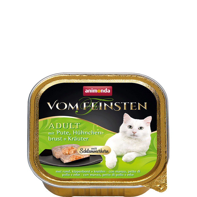 Vom Feinsten Gourmet Center Gericht mit Pute, Hähnchenbrust und Kräutern 100g - ANIMONDA