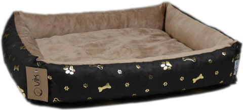 LUX Rechteckiges Bett mit Kissen Nr. 1 50x40x11 Braun Goldene Pfoten MINKY [4888] - VIK