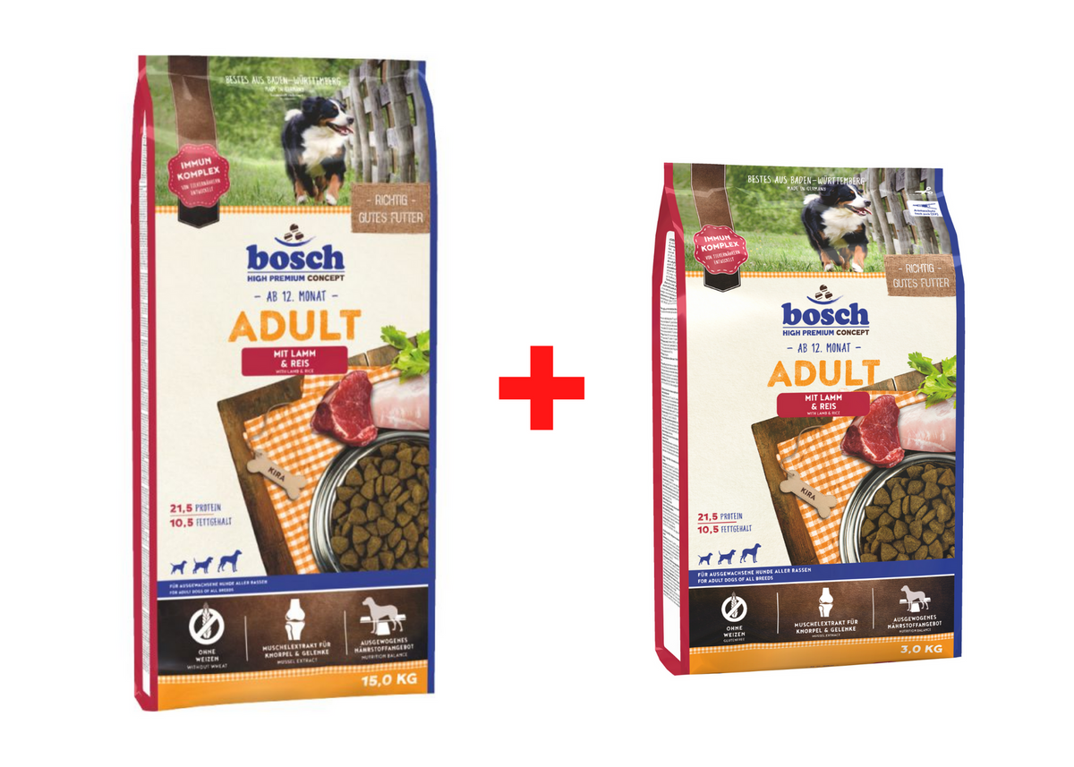 Adult Lamm & Reis Set 15 kg + 3 kg GRATIS - BOSCH