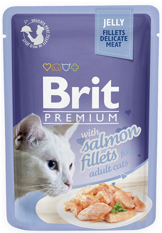 POUCH JELLY FILLETS LACHS Beutel für Katzen mit Lachs in Gelee 85g - BRIT